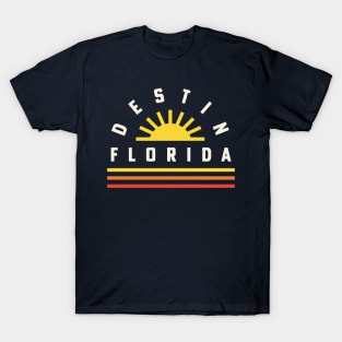 Destin Florida Beach Gulf of Mexico Retro Vintage Sunset T-Shirt